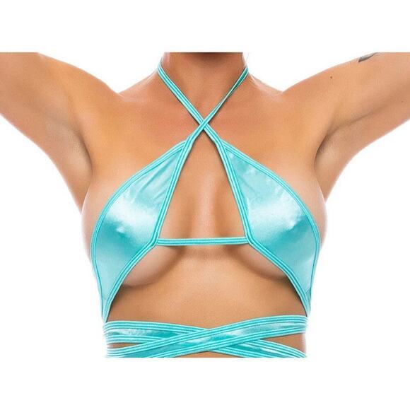 🦋B2G1🦋BODYZONE Wrap Around Strappy Top | ONE SIZE | Dance Wear BABY BLUE - Picture 1 of 3